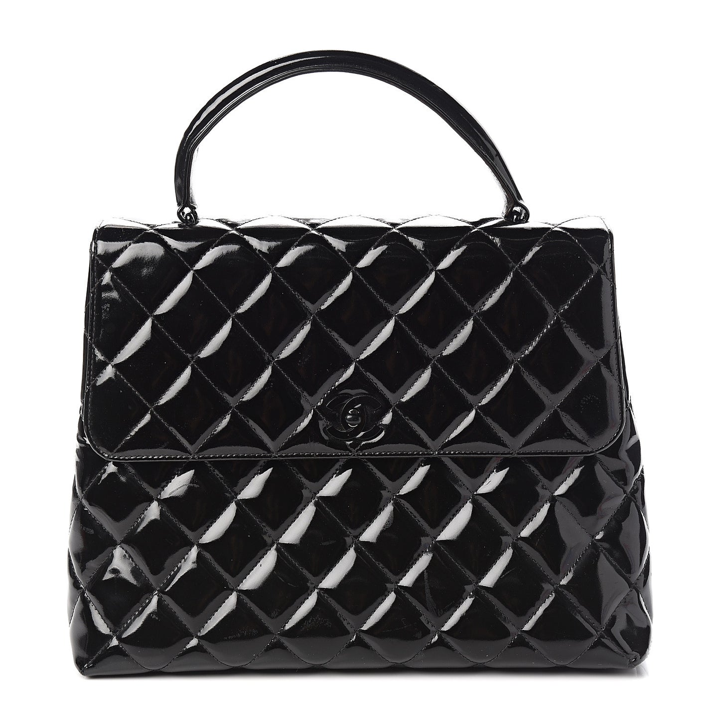 Patent Quilted Jumbo Kelly Flap Black