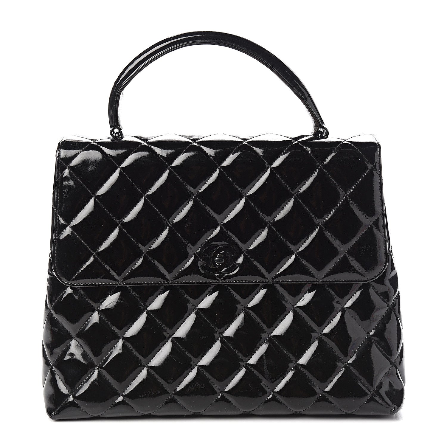 Chanel Patent Quilted Jumbo Kelly Flap Black 1 of 15