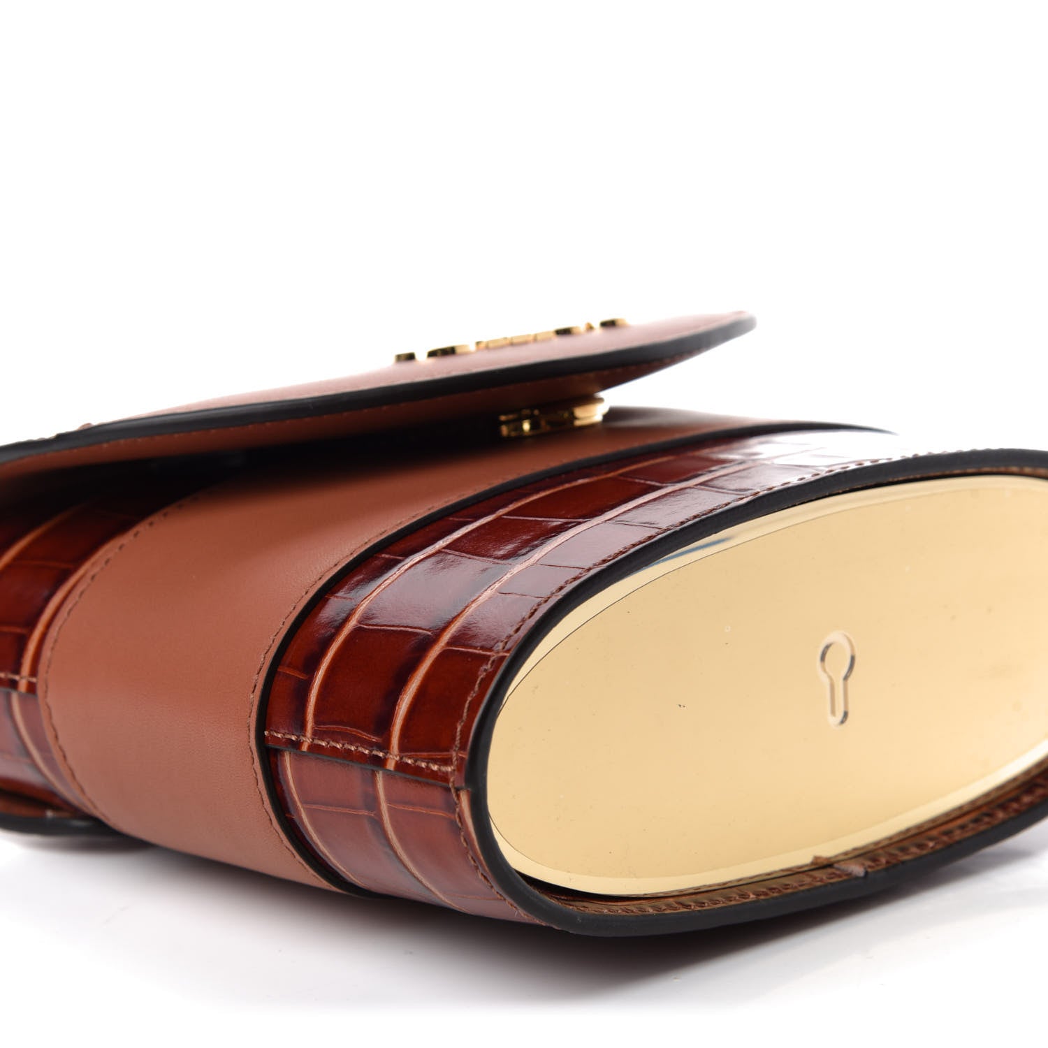 Chloe Calfskin Crocodile Embossed Small Aby Lock Chestnut Brown 6 of 10