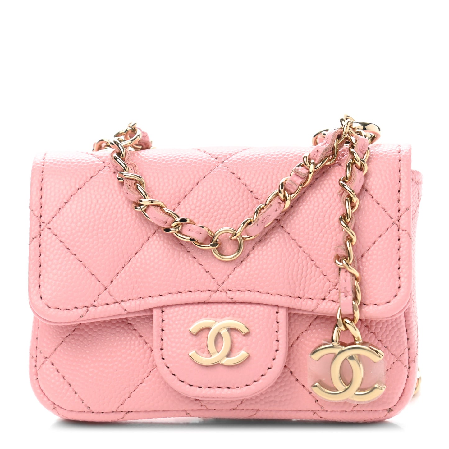 Caviar Quilted Mini Chain Belt Bag Light Pink
