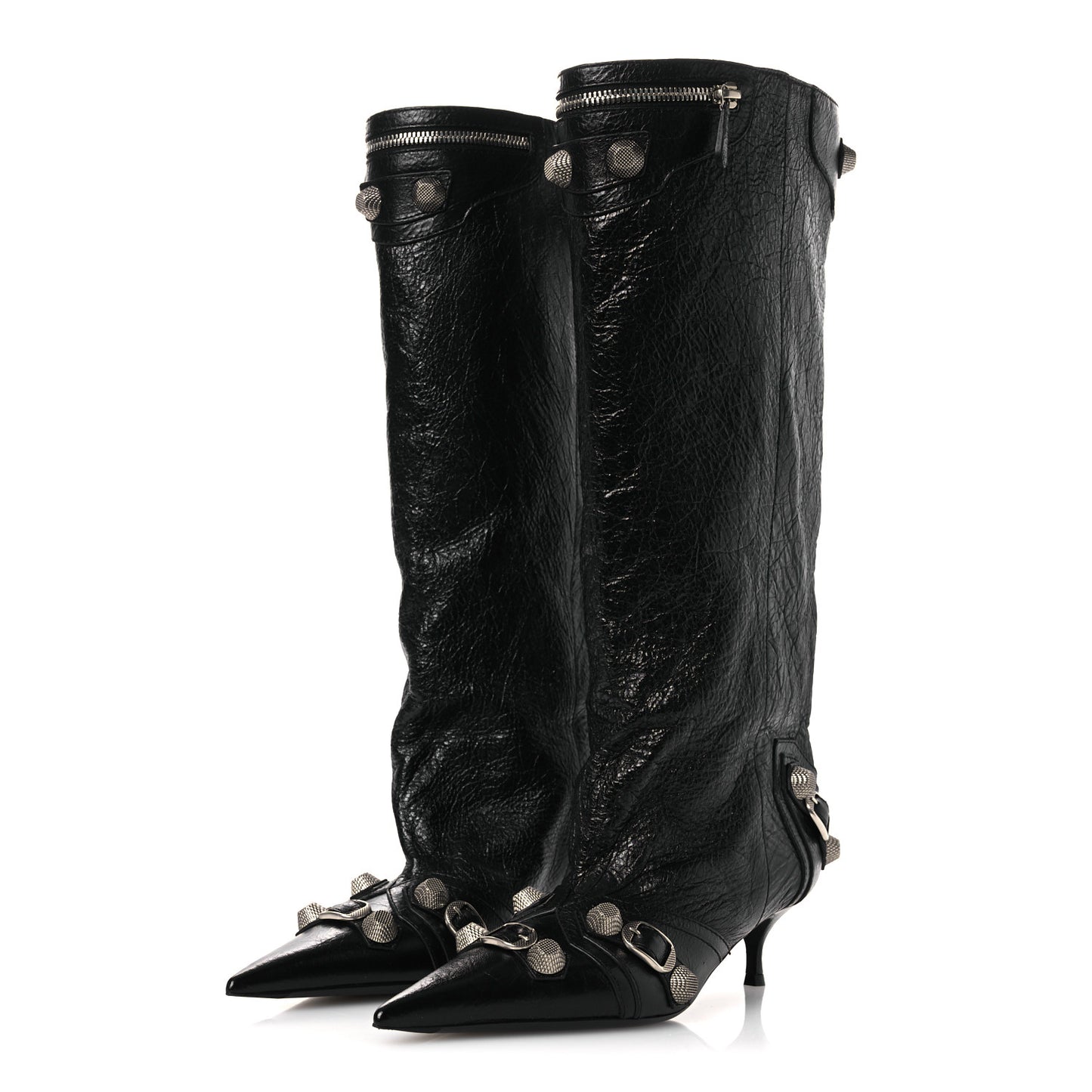 Agneau Arena Spiked Cagole 50mm Wide Boots 36 Black