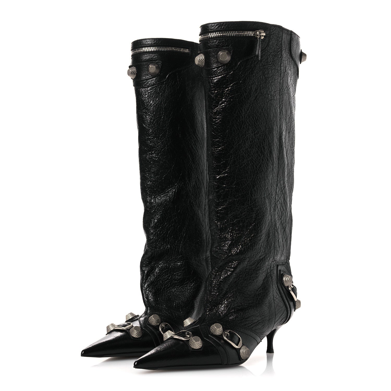 Balenciaga Agneau Arena Spiked Cagole 50mm Wide Boots 36 Black 4 of 11