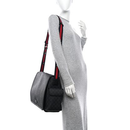 Gucci GG Supreme Monogram Web Messenger Diaper Bag Black Grey 2 of 14