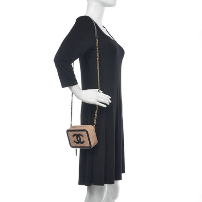 Chanel Caviar Quilted CC Filigree Vanity Clutch With Chain Beige Black 2 of 10