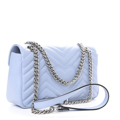 Gucci Calfskin Matelasse Small GG Marmont Shoulder Bag Porcelain Light Blue 3 of 12
