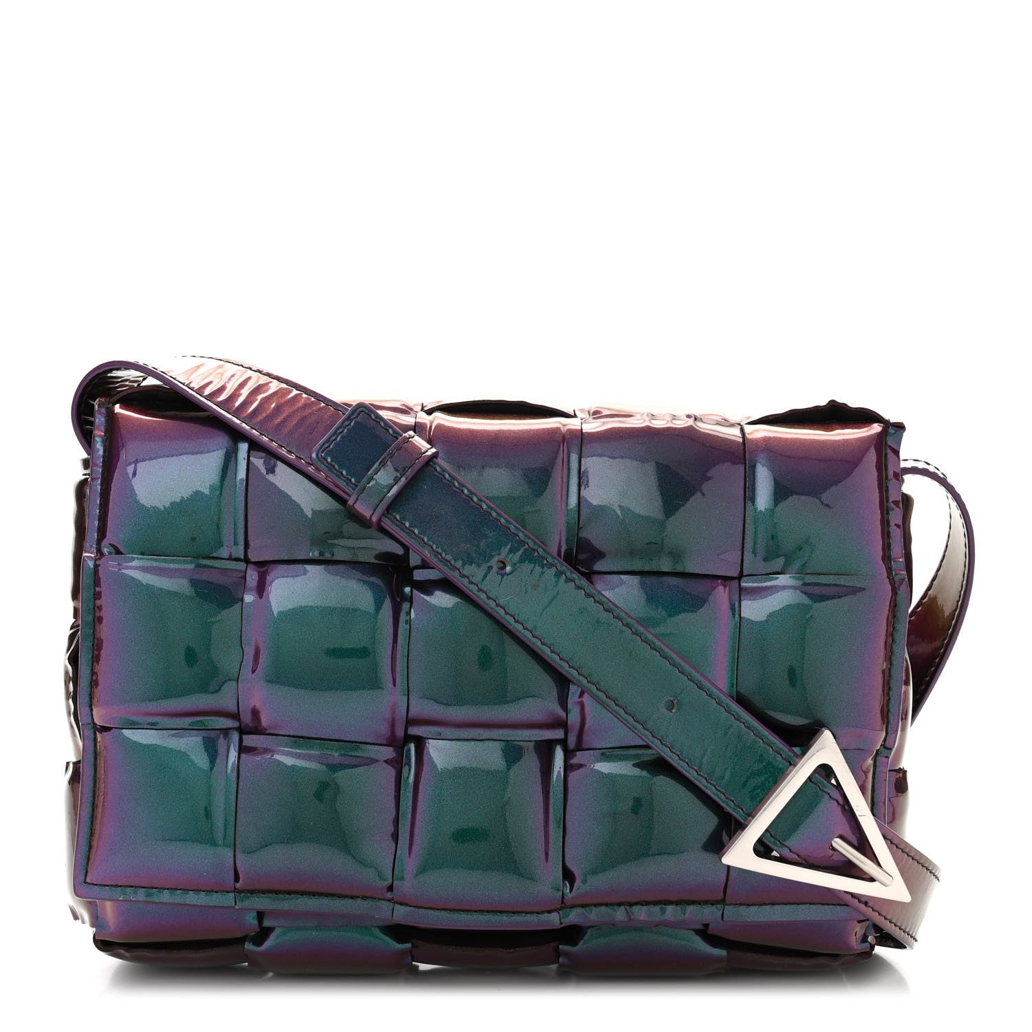 Bottega Veneta Glossy Nail Polish Nappa Maxi Intreccio Padded Cassette Crossbody Bag Holographic 1 of 13