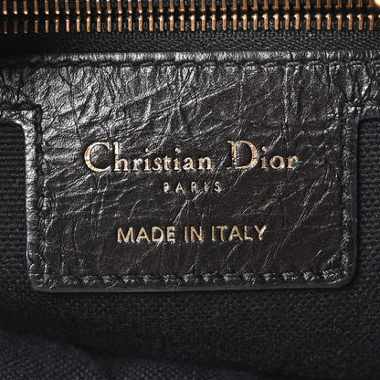 Christian Dior Grained Calfskin Flat Macrocannage Medium Voyage Bag Black 6 of 10