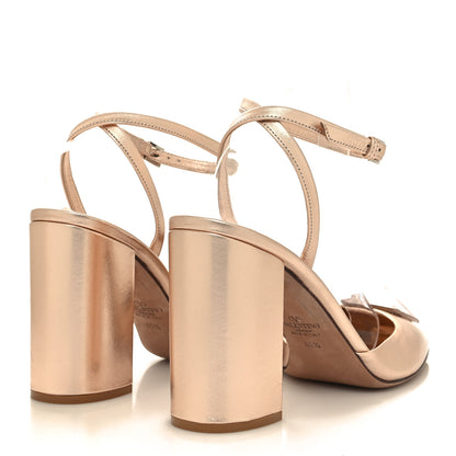 Valentino Garavani Metallic Nappa Crystal One Stud Ankle Strap 90mm Block Heel Pumps 40.5 Copper 4 of 8