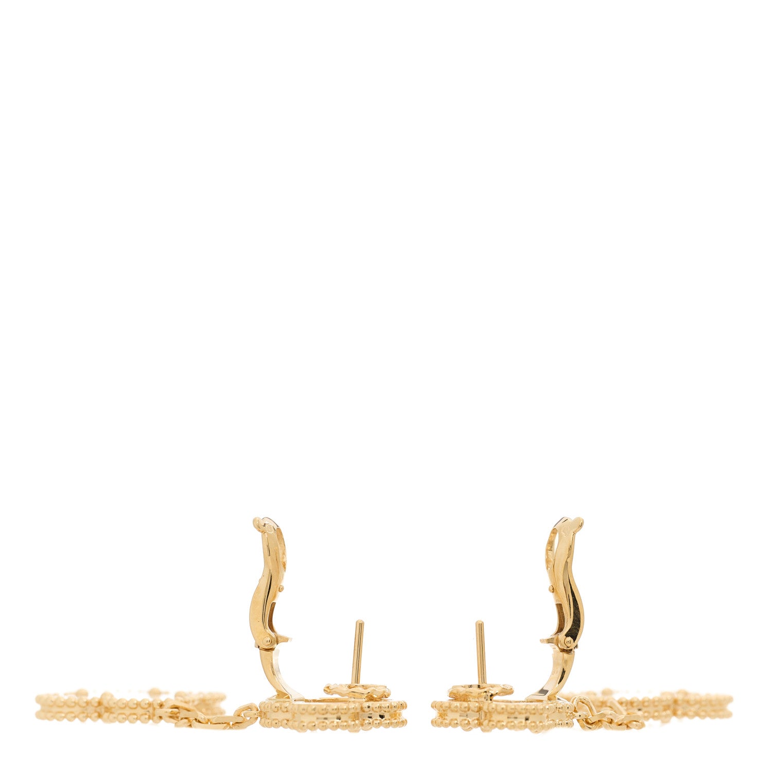 Van Cleef & Arpels 18K Yellow Gold Mother of Pearl 2 Motifs Magic Alhambra Earrings 3 of 5