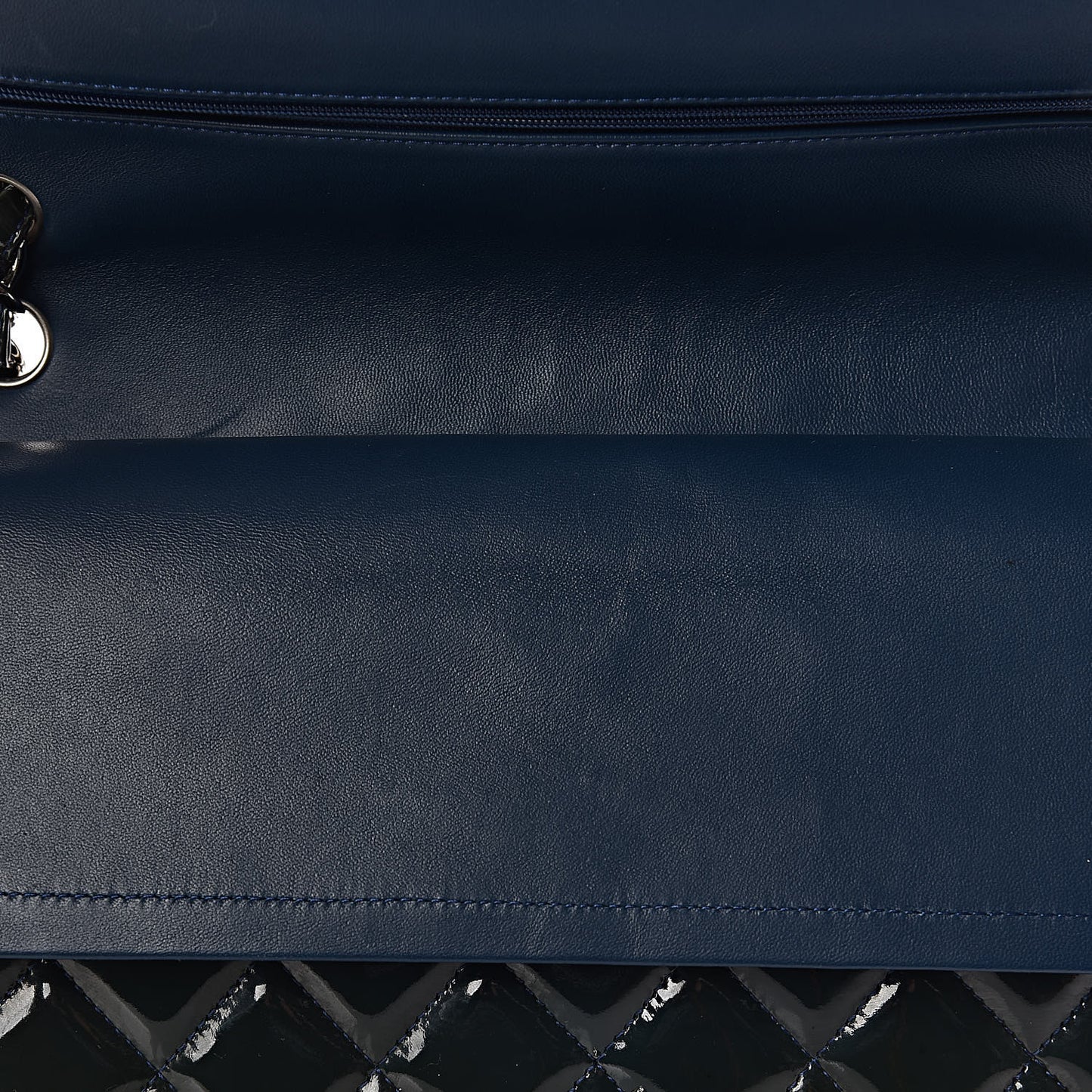 Patent Quilted Jumbo Double Flap Navy