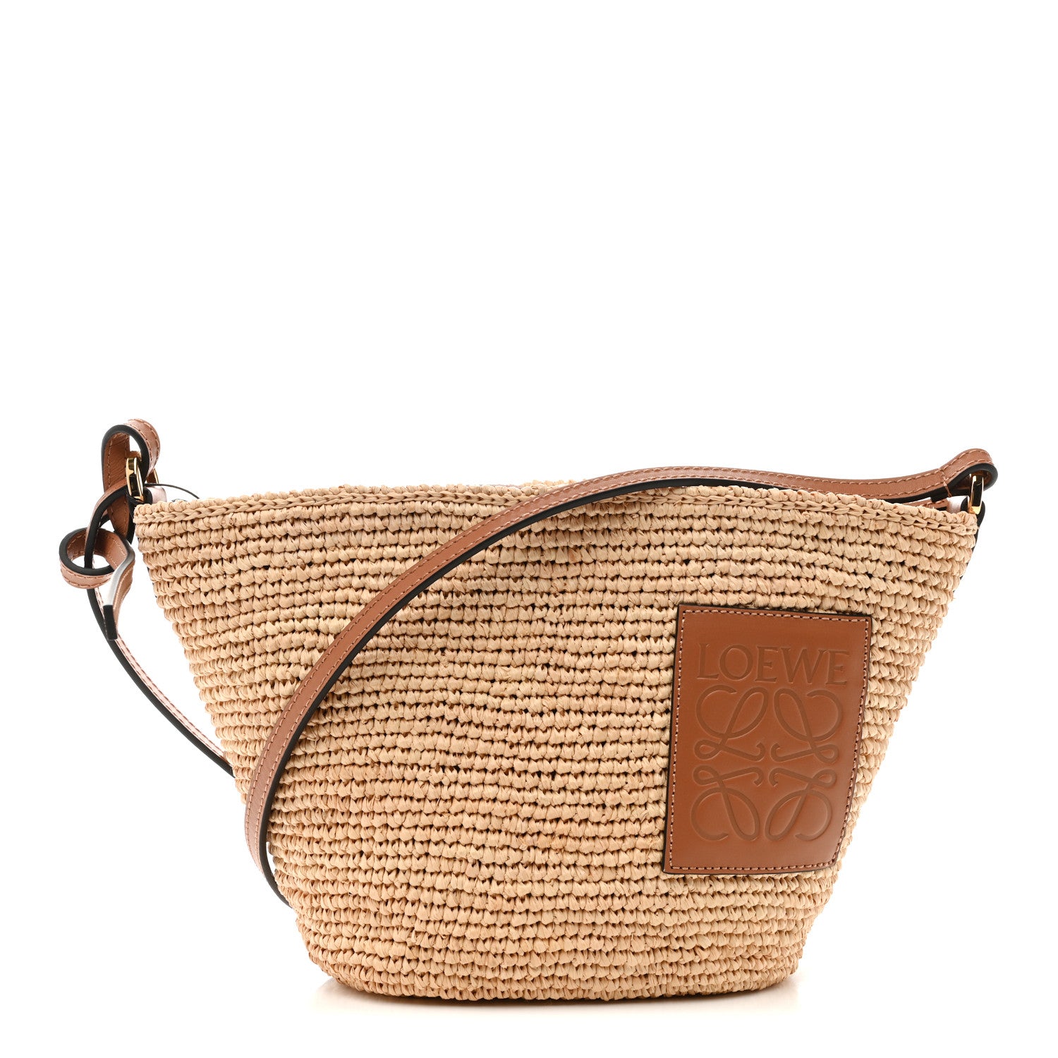 Loewe Calfskin Raffia Paulas Ibiza Pochette Bag Natural Tan 1 of 10