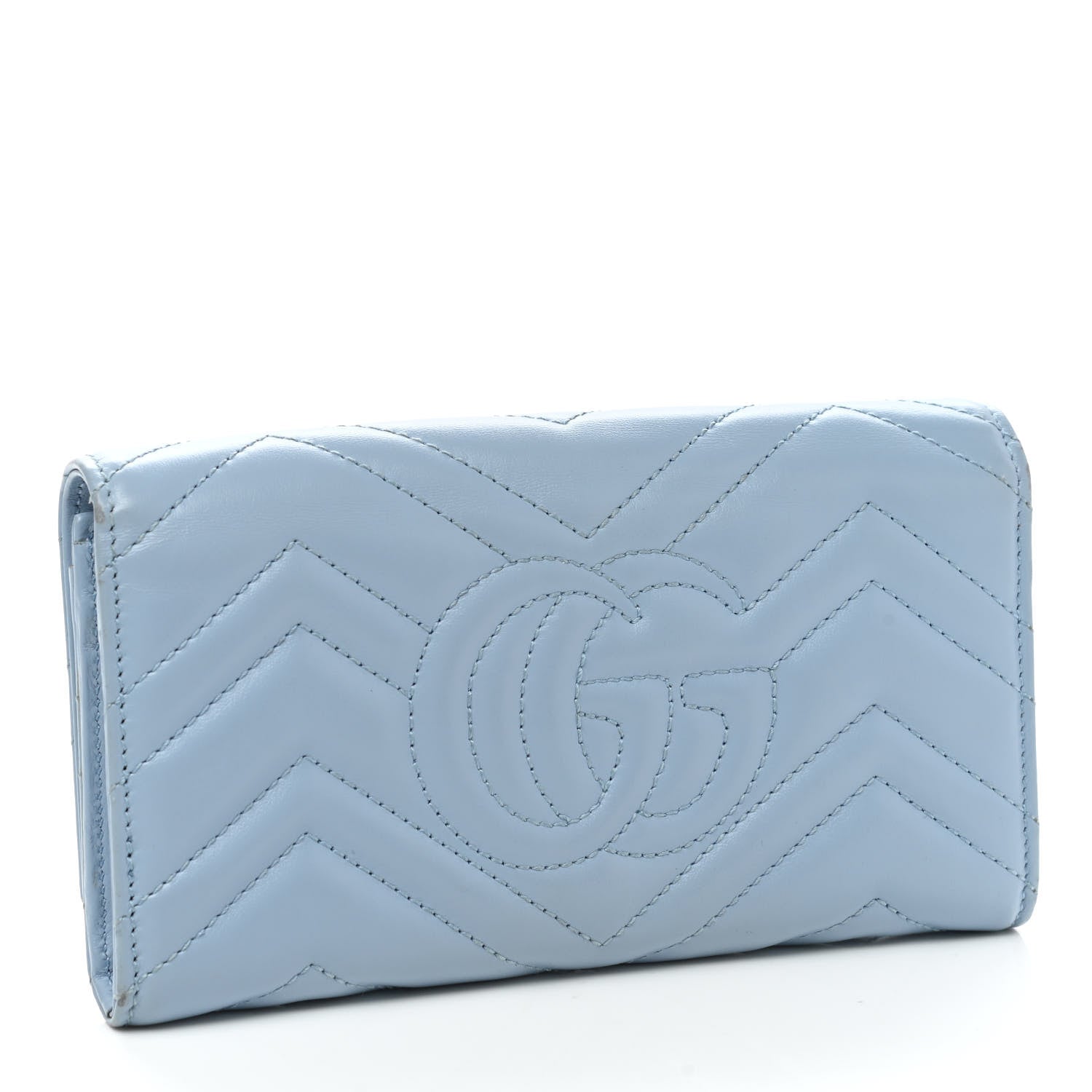 Gucci Calfskin Matelasse GG Marmont Continental Wallet Porcelain Light Blue 3 of 9