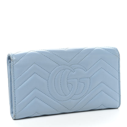 Gucci Calfskin Matelasse GG Marmont Continental Wallet Porcelain Light Blue 3 of 9
