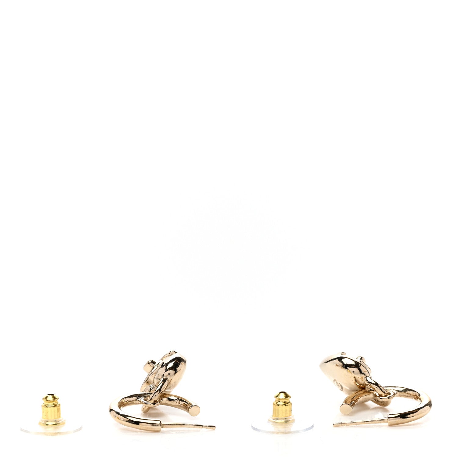 Chanel Metal CC Heart Turnlock Drop Earrings Gold 3 of 4