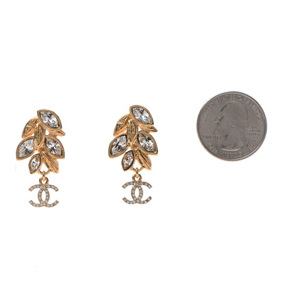 Chanel Crystal Sparkling Wheat CC Drop Earrings Gold 2 of 4