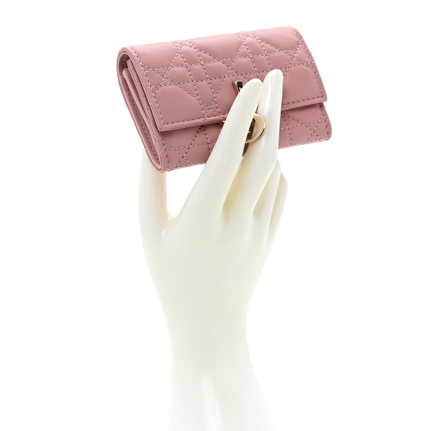Lambskin Cannage Miss Dior Glycine Wallet Pink