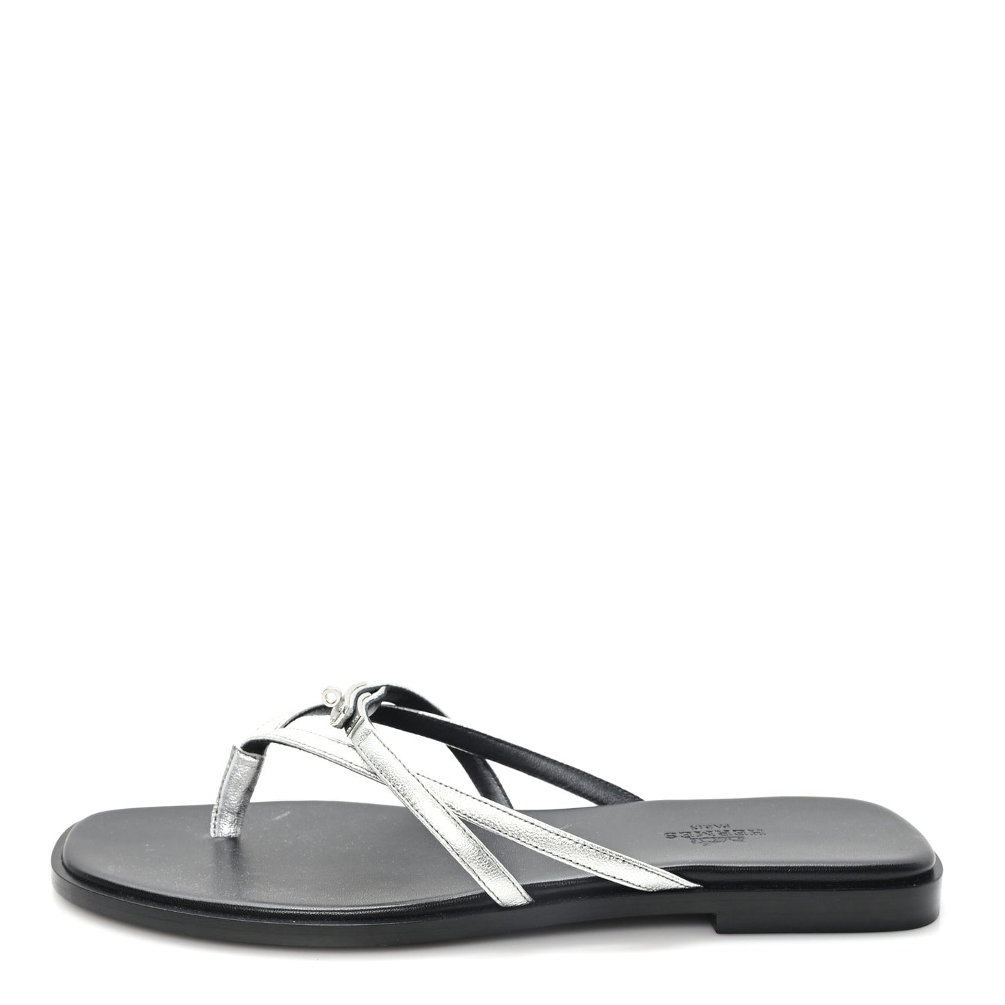 Calfskin Miss Sandals 39.5 Gris Argente