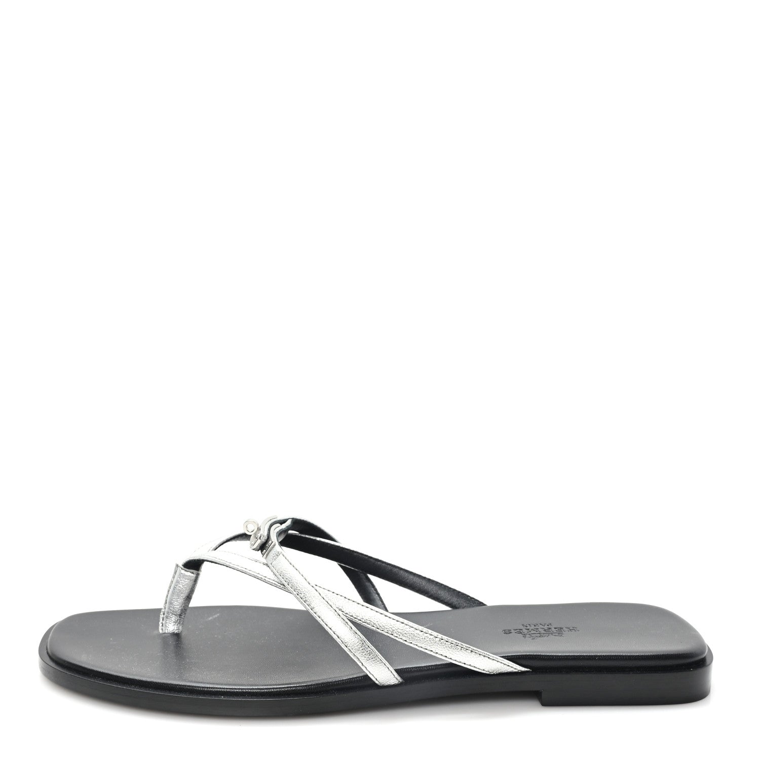 Hermes Calfskin Miss Sandals 39.5 Gris Argente 1 of 9