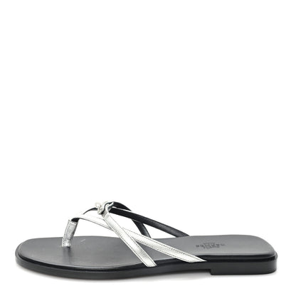 Hermes Calfskin Miss Sandals 39.5 Gris Argente 1 of 9