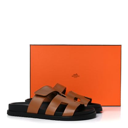 Hermes Calfskin Womens Chypre Sandals 37 Naturel 10 of 10