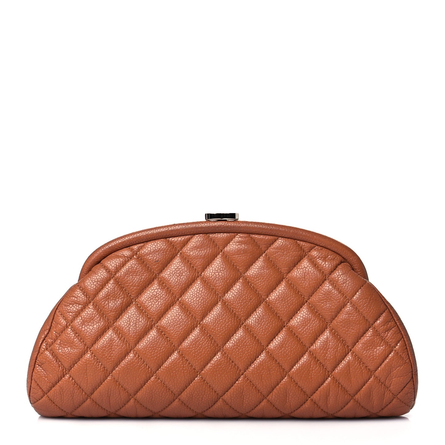 Caviar Quilted Timeless Clutch Light Brown
