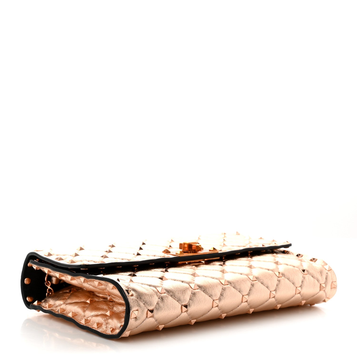 Valentino Garavani Metallic Lambskin Rockstud Spike Wallet on Chain Rame 4 of 9