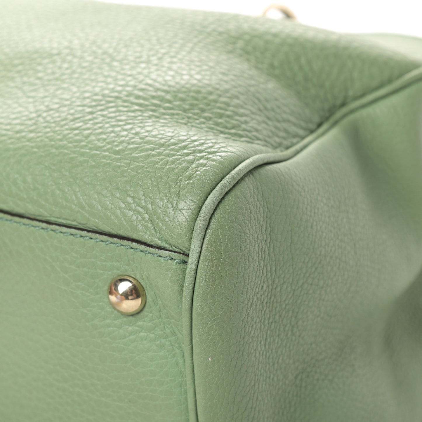 Pebbled Calfskin Medium Bamboo Shopper Tote Green