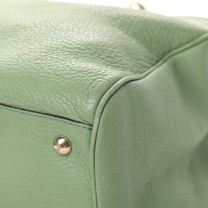 Gucci Pebbled Calfskin Medium Bamboo Shopper Tote Green 11 of 15