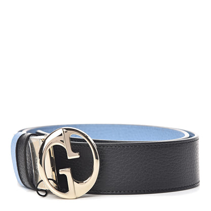 Gucci Dollar Calfskin 1973 Reversible Belt 90 36 Black Mineral Blue 1 of 7