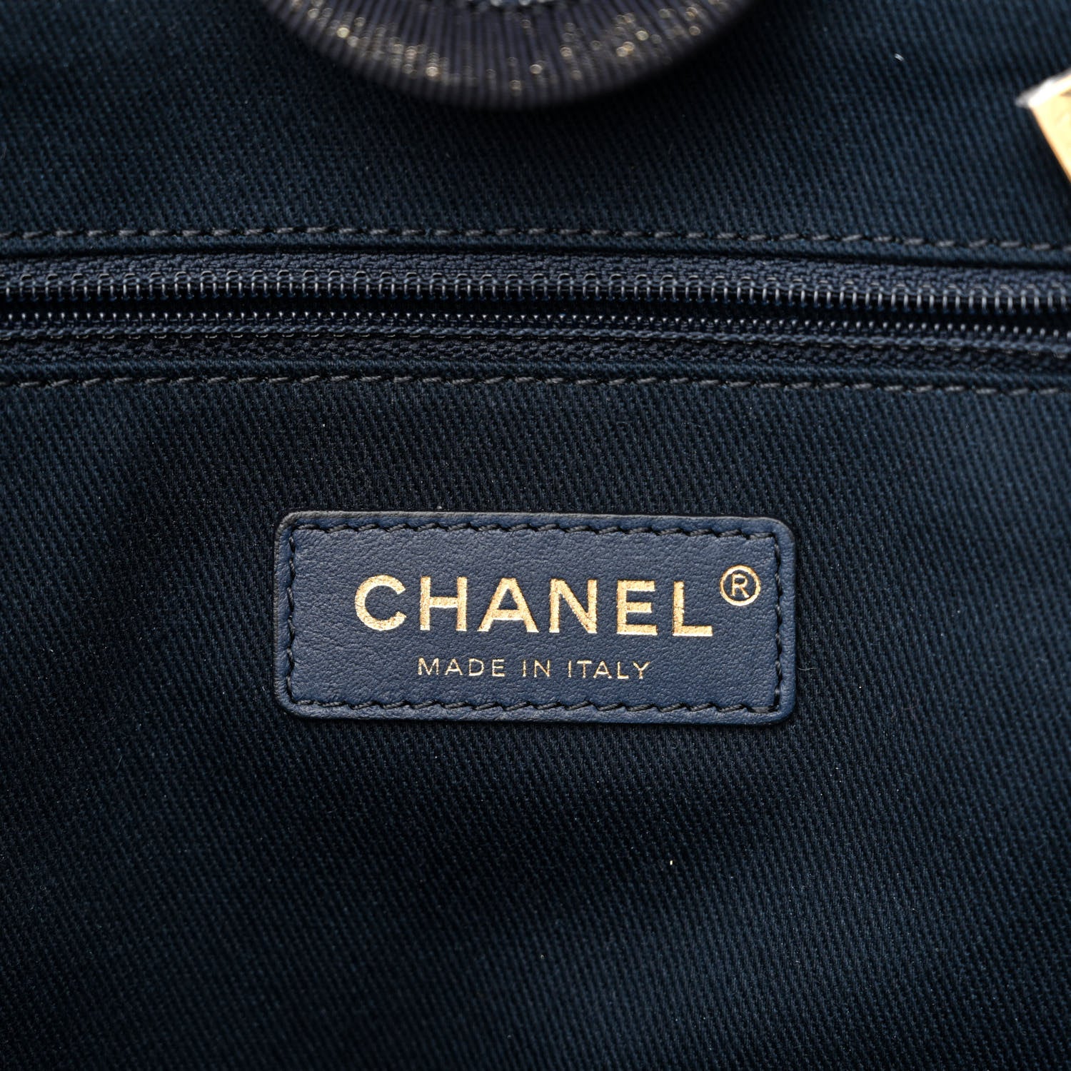 Chanel Lurex Canvas Small Deauville Tote Navy Blue Gold 6 of 12