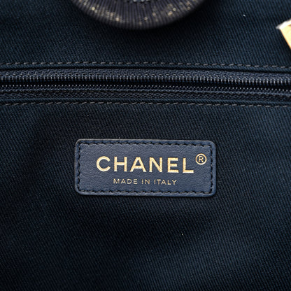 Chanel Lurex Canvas Small Deauville Tote Navy Blue Gold 6 of 12
