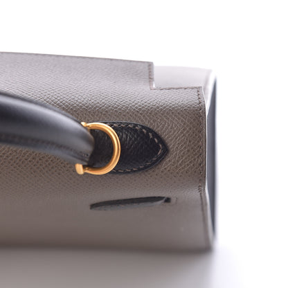 Hermes Epsom Bi Color Horseshoe Kelly Sellier 25 Etain Black 15 of 40