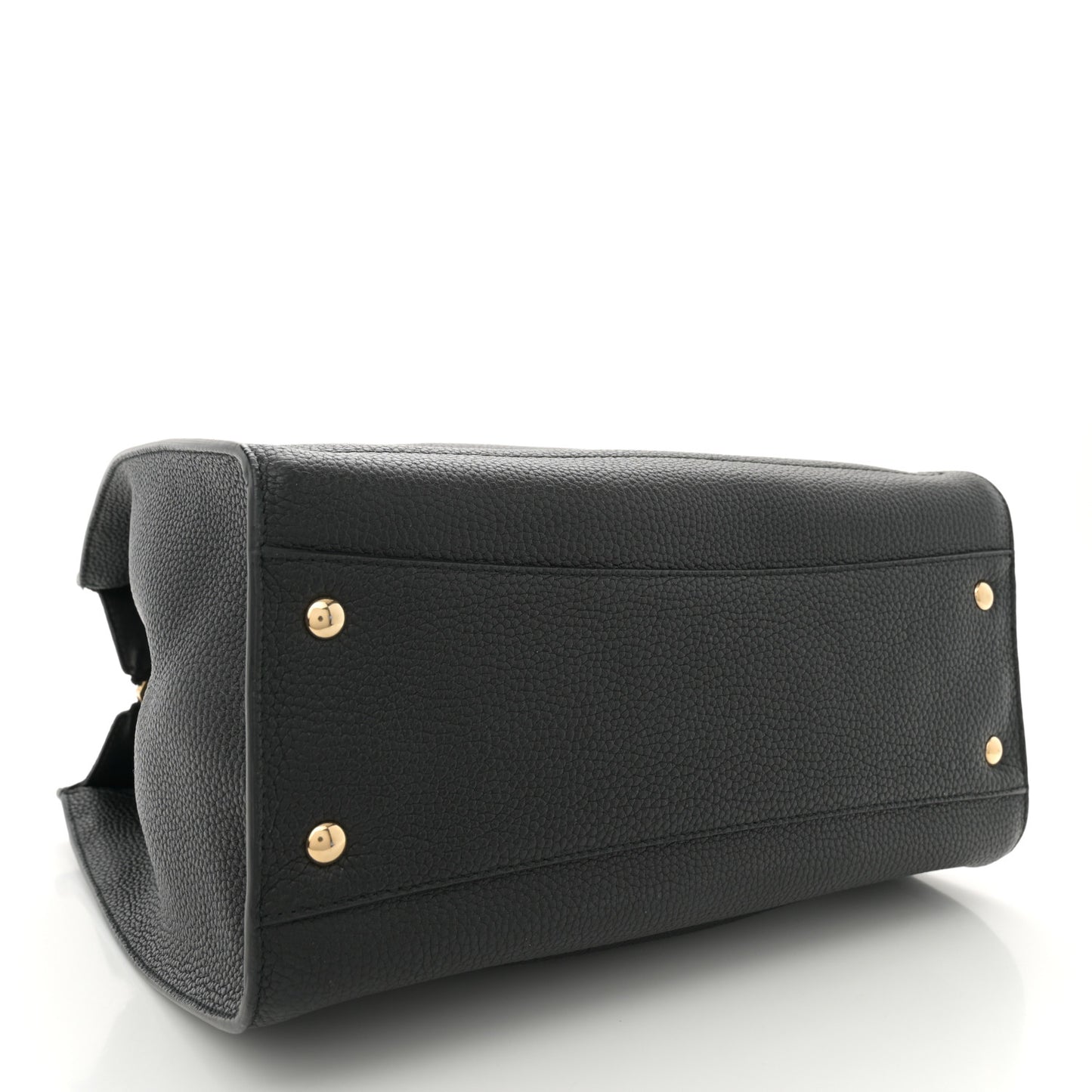 Hammered Calfskin Double Handle Medium Amy Tote Black