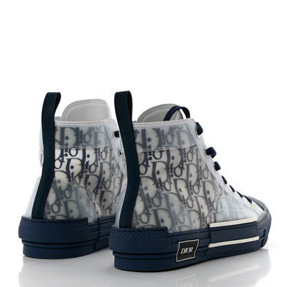 Christian Dior Technical Canvas Oblique Mens B23 High Top Sneakers 43 White Blue 4 of 9