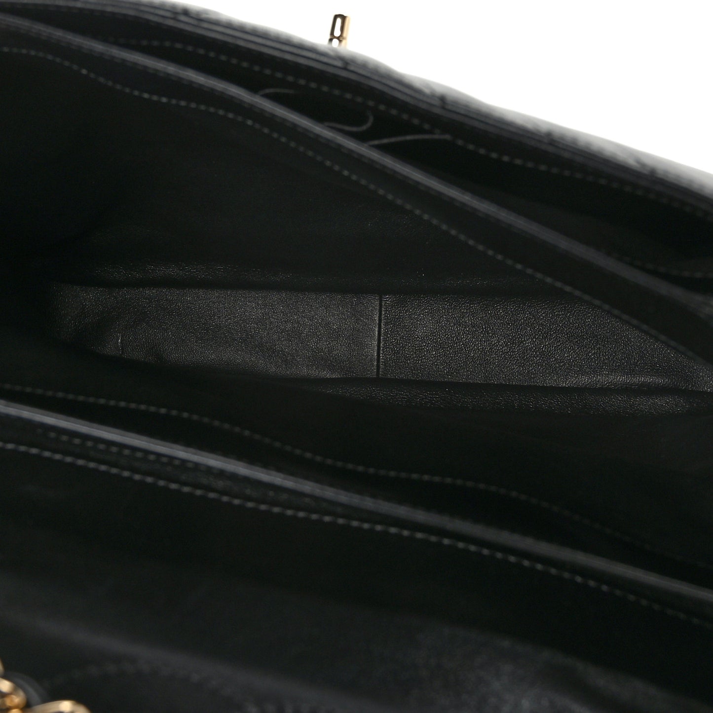 Lambskin Chevron Quilted Large Trendy CC Dual Handle Flap Bag Black