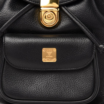 MCM Grained Calfskin Studded Drawstring Backpack Black 11 of 12
