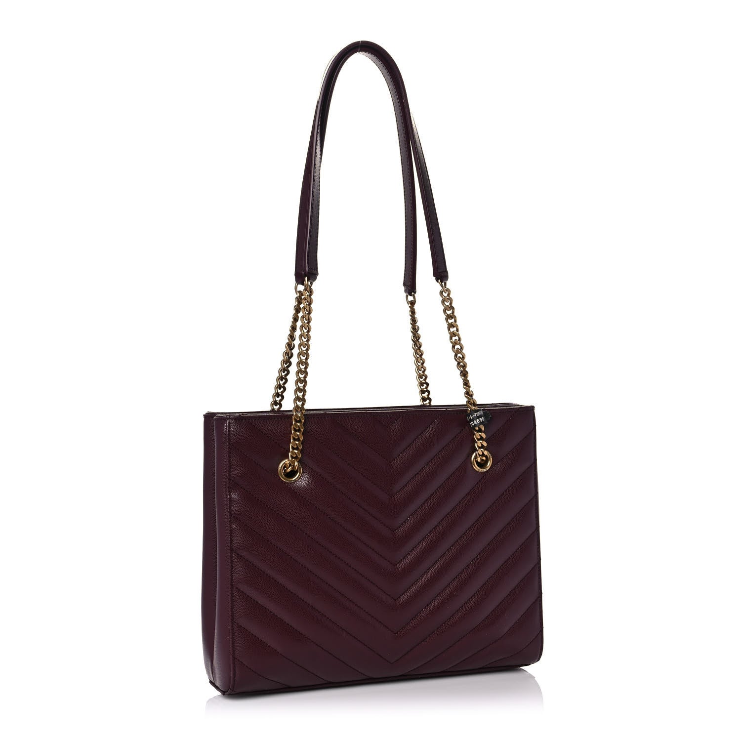 Saint Laurent Grain de Poudre Matelasse Chevron Small Tribeca Shopping Bag Rouge Legoin 3 of 12
