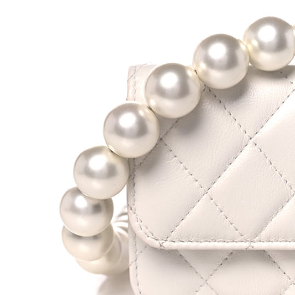 Chanel Calfskin Quilted Maxi Pearls Clutch With Chain White 10 of 12