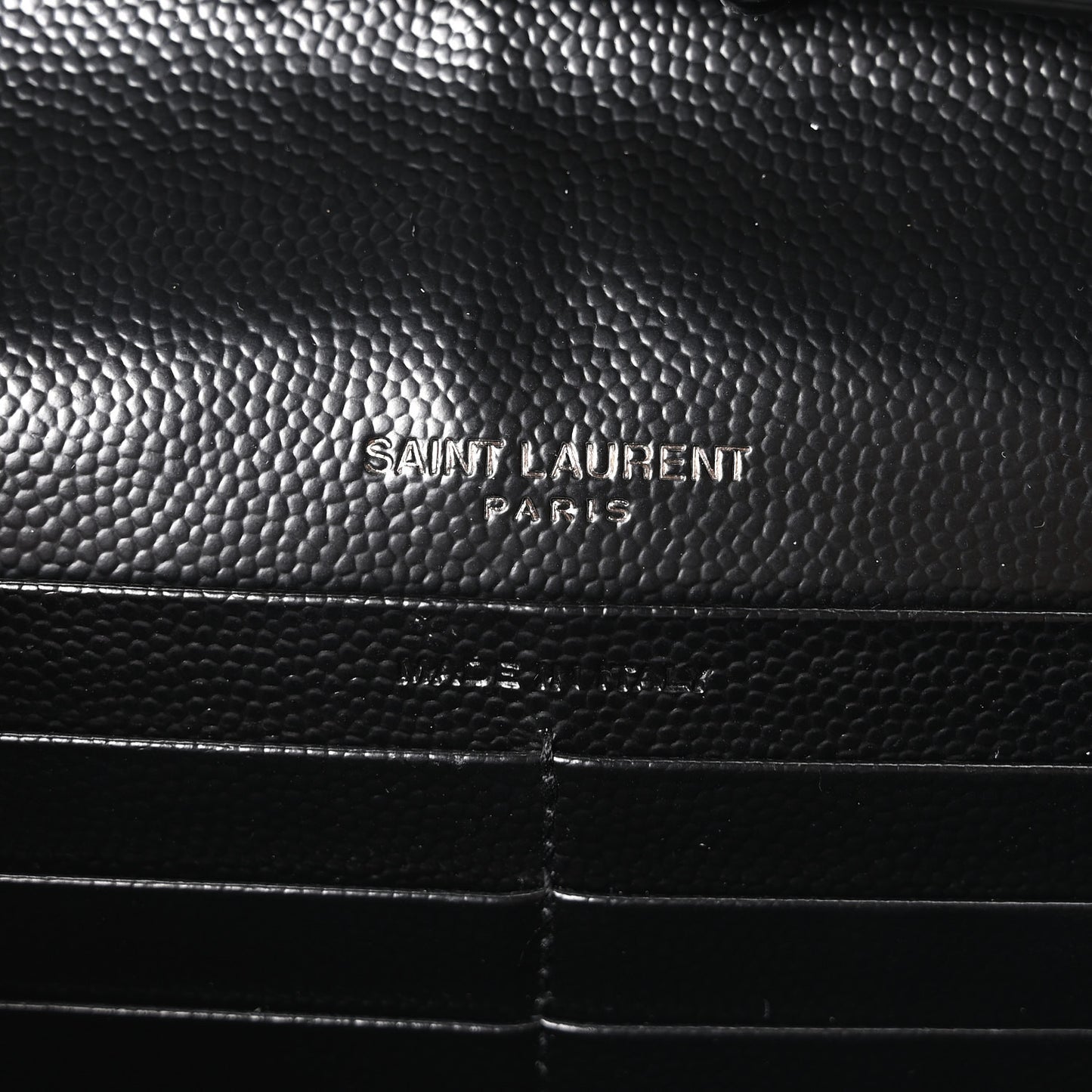 Grain De Poudre Matelasse Chevron Monogram Monochrome Chain Wallet Black