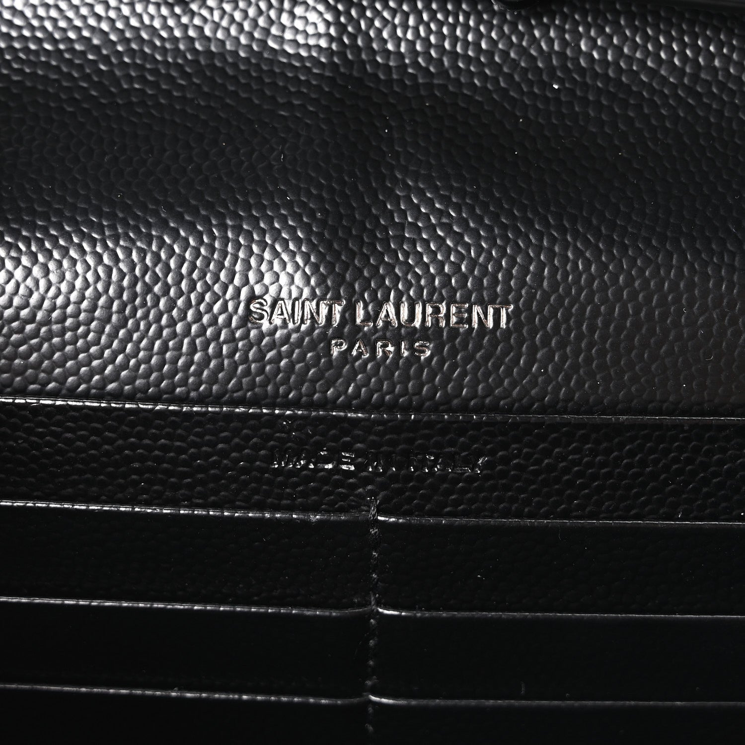 Saint Laurent Grain De Poudre Matelasse Chevron Monogram Monochrome Chain Wallet Black 6 of 10