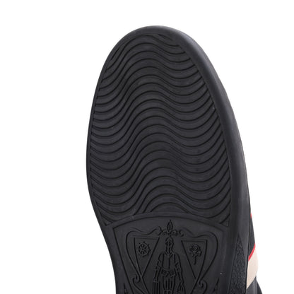 Gucci Calfskin Stripe Mens New Ace Sneakers 10 Black Ecru Red Flame 11 of 15