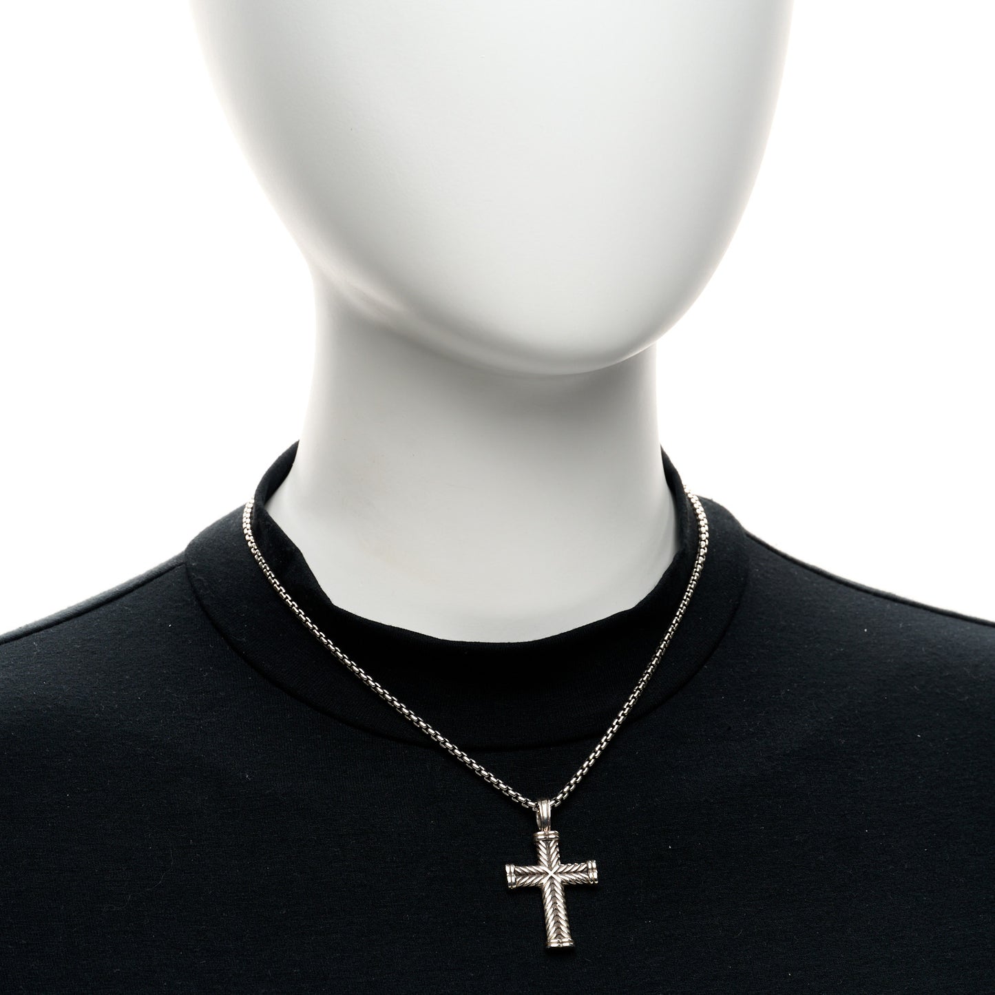 Sterling Silver Chevron Cross Pendant Necklace