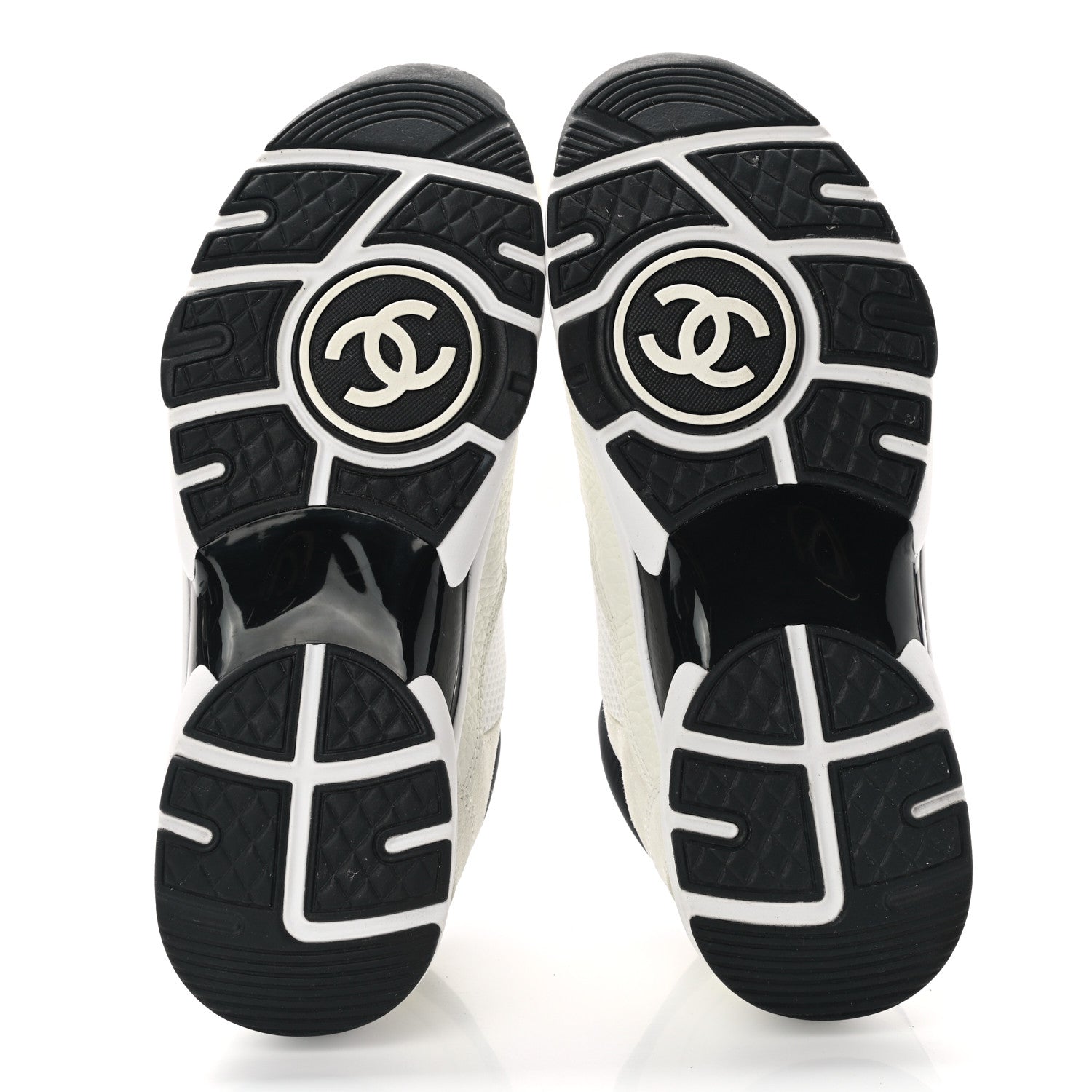 Chanel Mesh Suede Grained Calfskin Womens CC Sneakers 38 Black White 5 of 8