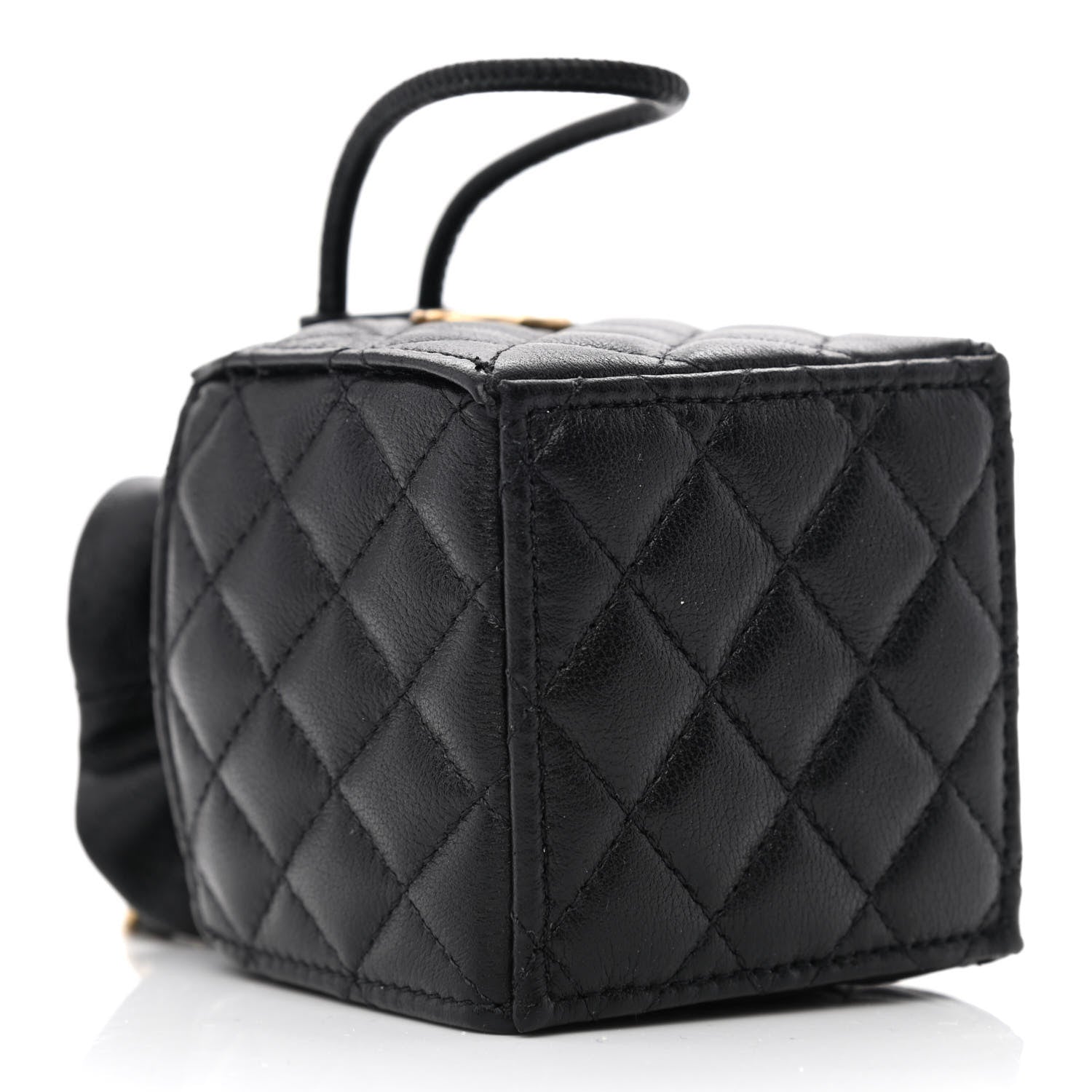Chanel Calfskin Quilted Mini Drawstring Bucket Bag Black 4 of 10
