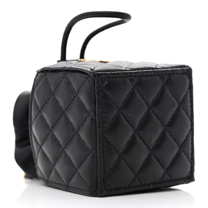 Chanel Calfskin Quilted Mini Drawstring Bucket Bag Black 4 of 10