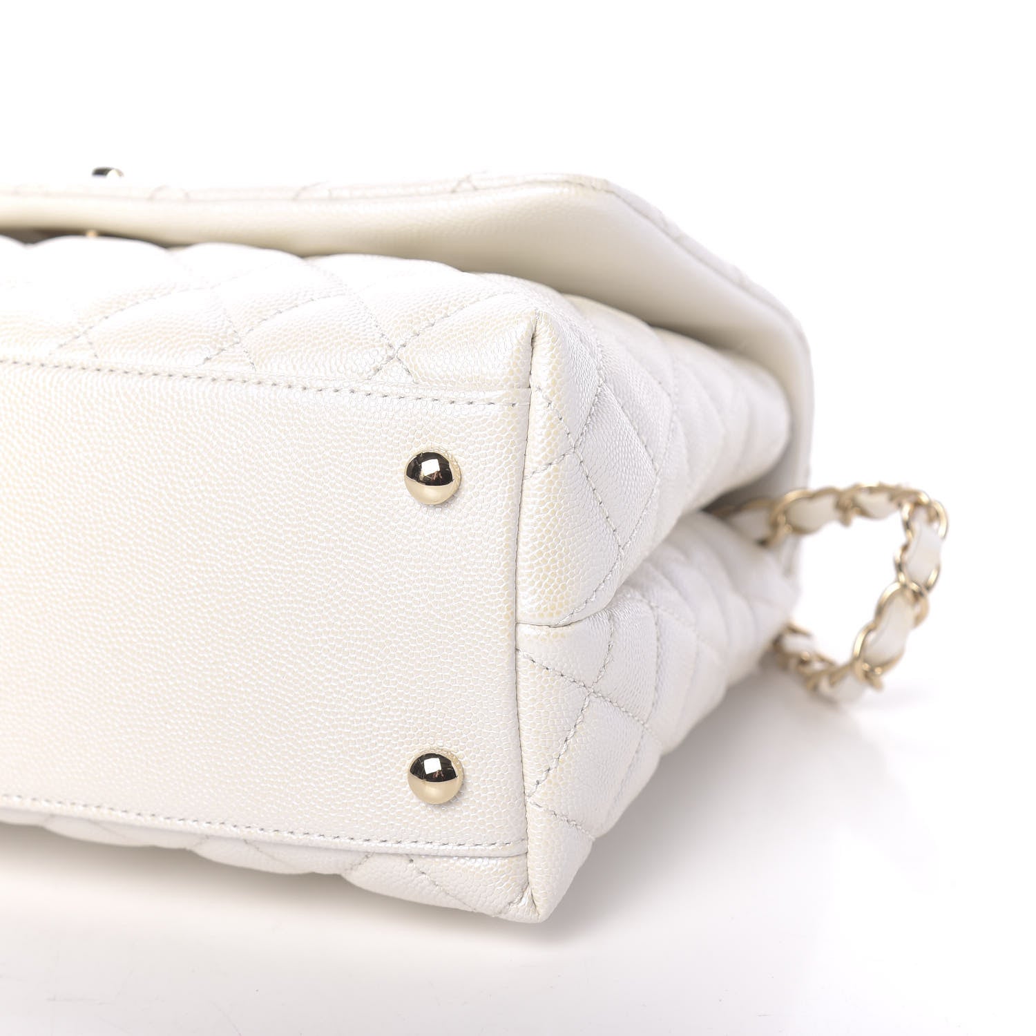 Chanel Iridescent Caviar Quilted Small Coco Handle Flap White 9 of 11