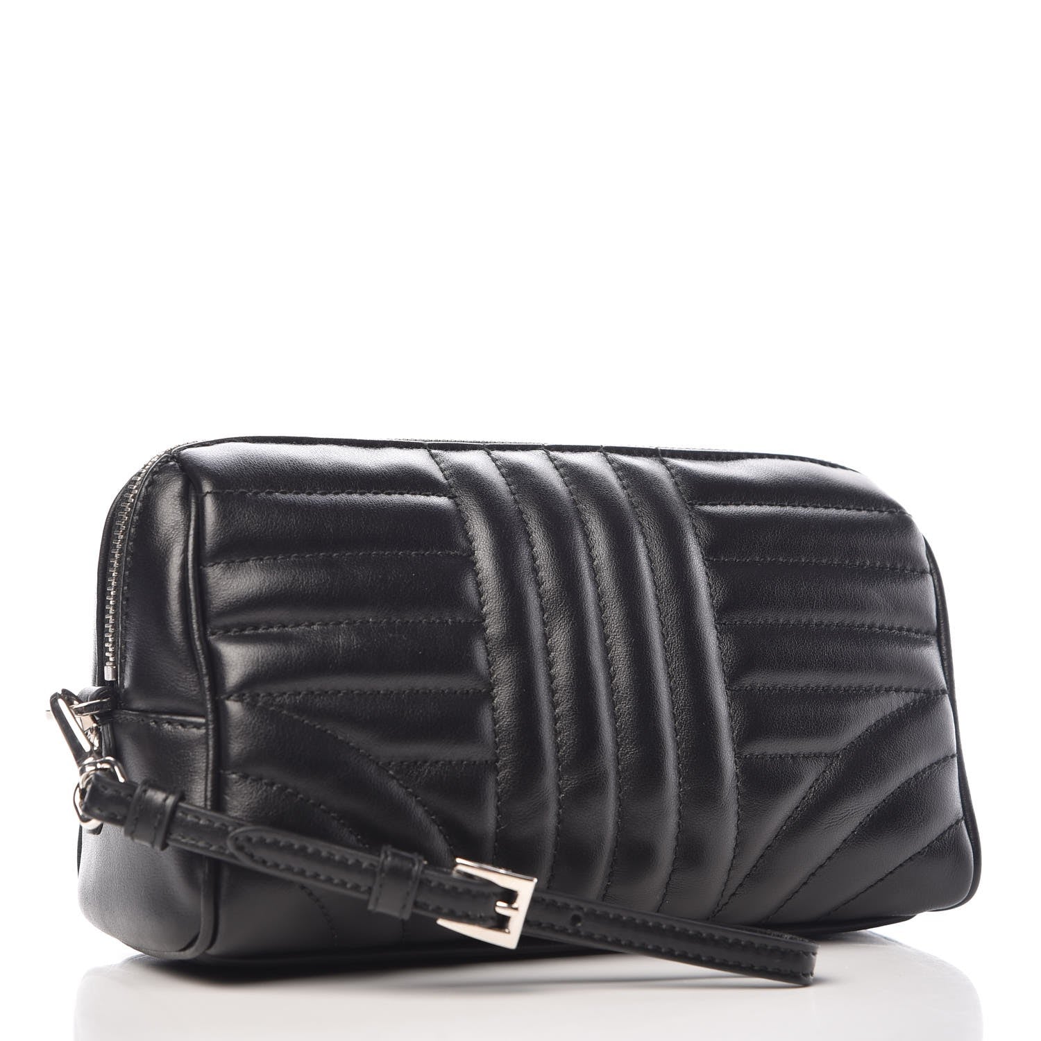 Prada Soft Calfskin Diagramme Wristlet Pouch Bag Black 3 of 8