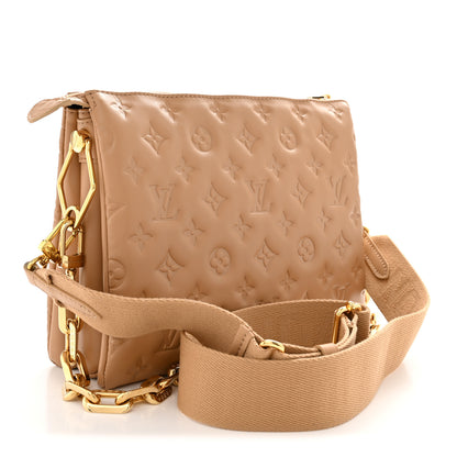 Louis Vuitton Lambskin Embossed Monogram Coussin PM Camel 3 of 11