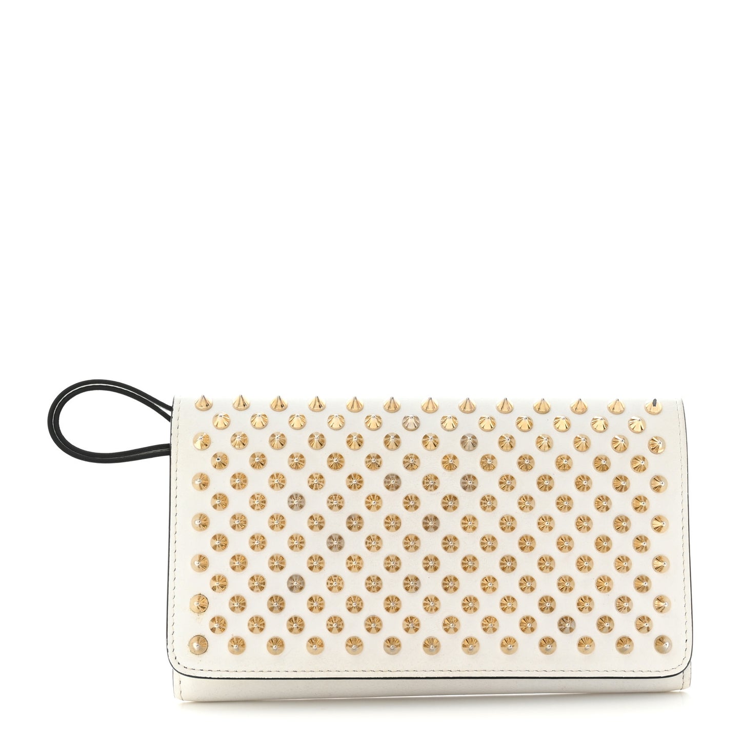 Calfskin Spikes Boudoir Wristlet White
