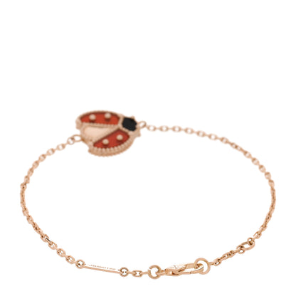 Van Cleef & Arpels 18K Rose Gold Carnelian Onyx Lucky Spring Open Wing Lady Bug Bracelet 2 of 5